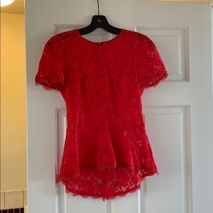 Red lacy top